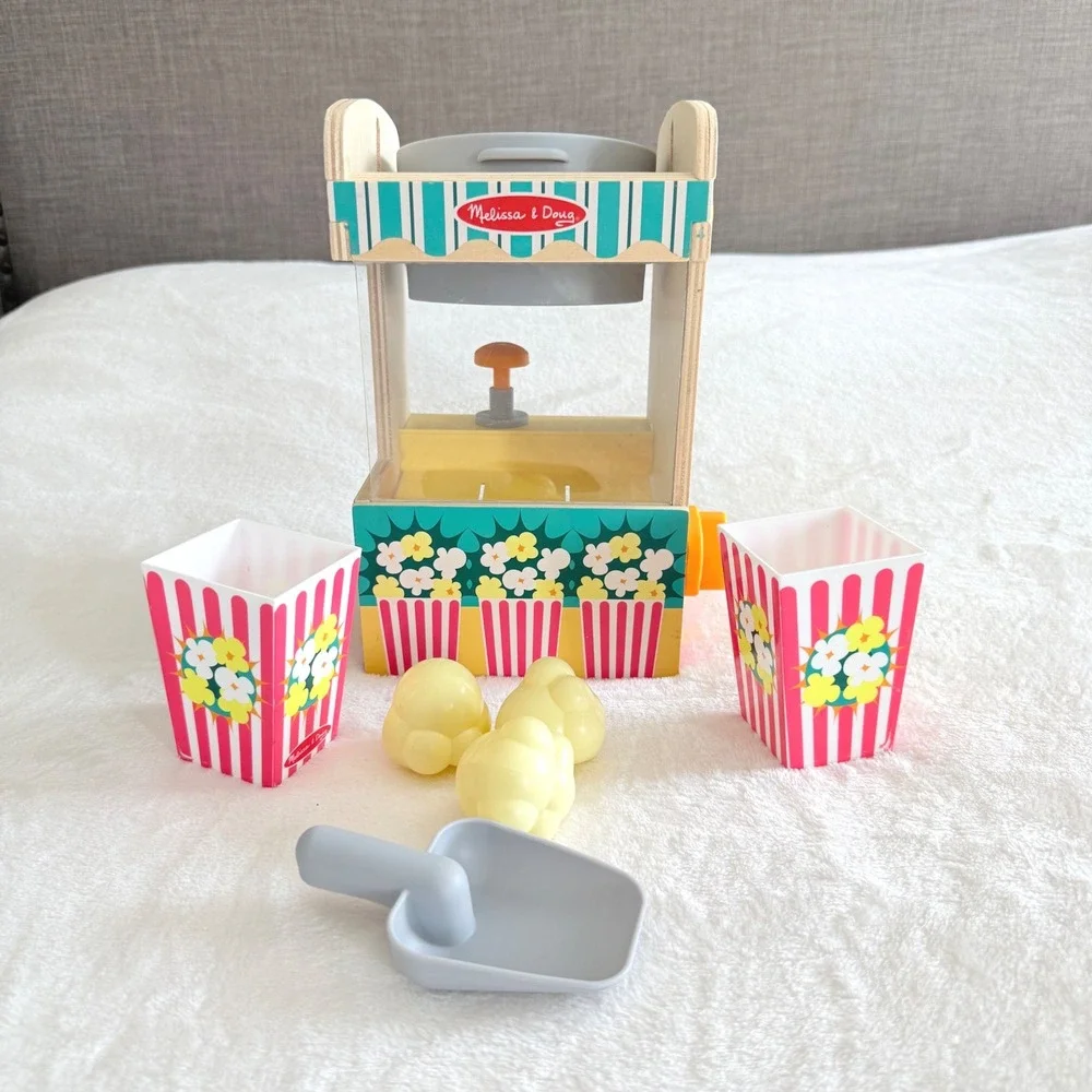 Melissa & Doug Popcorn Maker Play Set Kids Multicolor Wooden Movie Theater Toy